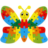 Maxbell 26pcs Wooden Alphabet English Letters Puzzle Educational Toy Gifts - Butterfly