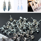 Maxbell 200 Pieces Ear Stud Rhinestone Ball Ear Post Stud with Loop Earring Findings