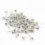 Maxbell 200 Pieces Ear Stud Rhinestone Ball Ear Post Stud with Loop Earring Findings