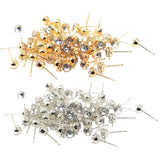 Maxbell 200 Pieces Ear Stud Rhinestone Ball Ear Post Stud with Loop Earring Findings