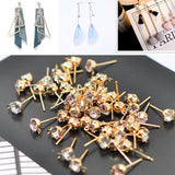 Maxbell 200 Pieces Ear Stud Rhinestone Ball Ear Post Stud with Loop Earring Findings