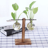 Maxbell 5 Pieces Vintage Wooden Stand Glass Hydroponic Vase Terrarium Container Ball