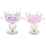 Maxbell Crystal Lotus Flower Candle Holder Tealight Home Feng Shui Decor Pink & Purple