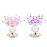 Maxbell Crystal Lotus Flower Candle Holder Tealight Home Feng Shui Decor Pink & Purple