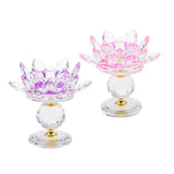 Maxbell Crystal Lotus Flower Candle Holder Tealight Home Feng Shui Decor Pink & Purple