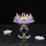 Maxbell Crystal Lotus Flower Candle Holder Tealight Home Feng Shui Decor Pink & Purple