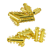 Maxbell 20pcs Gold Tone Metal 3/5 Strand Magnetic Slide Lock Clasps Jewelry Findings