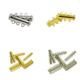 Maxbell 20 Sets Silver Plated Brass Multi Strand Slide Magnetic Clasps Connectors