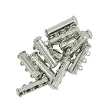 Maxbell 20 Sets Silver Plated Brass Multi Strand Slide Magnetic Clasps Connectors