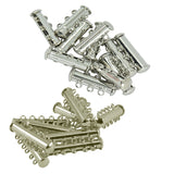 Maxbell 20 Sets Silver Plated Brass Multi Strand Slide Magnetic Clasps Connectors