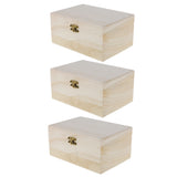 Maxbell 3 Pieces Wooden Jewelry Storage Box Wood Crafts Case Art Decor Kids DIY Toys