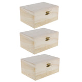 Maxbell 3 Pieces Wooden Jewelry Storage Box Wood Crafts Case Art Decor Kids DIY Toys