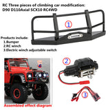 Maxbell RC Metal Front Bumper with Winch+Controller For 1:10 D90 D110 RC Parts