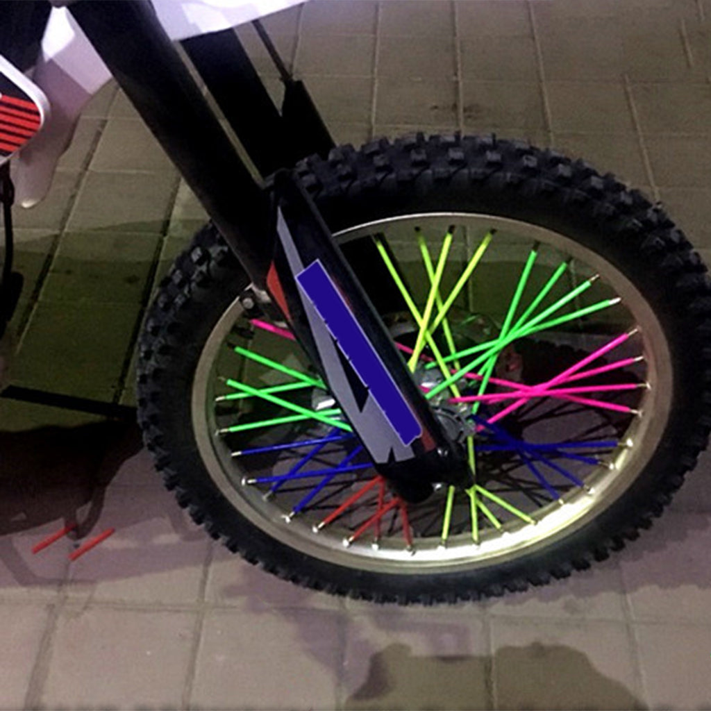 Maxbell 72 Pieces Universal Motocross Wheel Rim Spoke Wraps Skins Cover Green&White