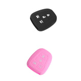 Maxbell 2 Pieces Black Pink Car Silicone Key Fob Case Cover for Toyota Corolla Camry