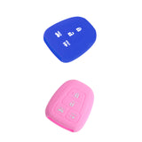 Maxbell 2 Pieces Blue Pink Car Silicone Key Fob Case Cover for Toyota Corolla Camry