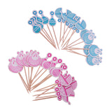 Maxbell 36 Piece Baby Shower Baby Carriage Bib Rattle Cupcake Topper It's a Girl Boy