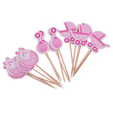 Maxbell 36 Piece Baby Shower Baby Carriage Bib Rattle Cupcake Topper It's a Girl Boy