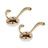 Maxbell 2 Pieces Single Coat Hat Hook Wall Mounted Hook Wardrobe Holder Light Gold