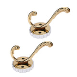 Maxbell 2 Pieces Single Coat Hat Hook Wall Mounted Hook Wardrobe Holder Light Gold