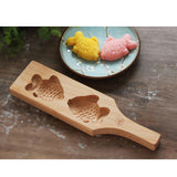 Maxbell Wooden Mooncake Mold Fondant Sugarcraft Cookies Mould Decoration Fish Turtle 2pcs