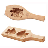 Maxbell Wooden Mooncake Mold Fondant Sugarcraft Cookies Mould Decoration Fish Turtle 2pcs