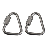 Maxbell 2pcs Stainless Steel 12KN Screwgate Locking Triangle Carabiner Outdoor Climbing Safety Gear