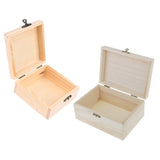 Maxbell 2 Pieces Unfinished Unpainted Plain Wood Jewelry Jewlry Box Keepsake Case