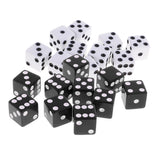 Maxbell 20 Pieces Six Sided Dice Digital Dices Set RPG Playing Game Toy Black White