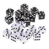 Maxbell 20 Pieces Six Sided Dice Digital Dices Set RPG Playing Game Toy Black White