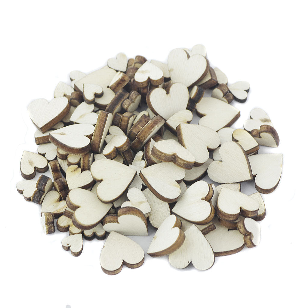 Maxbell 250 Pieces Assorted Sizes Shapes Natural Wood Pieces for Cardmaking Scrapbooking