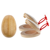 Maxbell A Pair Wooden Castanets+Handcrafted Wooden Egg Rattle Toy for Children