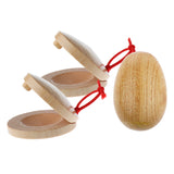 Maxbell A Pair Wooden Castanets+Handcrafted Wooden Egg Rattle Toy for Children