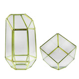 Maxbell 2 Pieces Geometric Glass Flower Vase Terrarium Pot Tealight Candle Holder