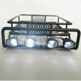 Maxbell RC Car Accs Roof Rack w/ 4 White LED Lamp Light for 1/8 1/10 RC4WD D90 CC01