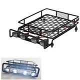 Maxbell RC Car Accs Roof Rack w/ 4 White LED Lamp Light for 1/8 1/10 RC4WD D90 CC01