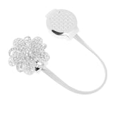 Maxbell 2-Piece Sparkling Flower Design Magnetic Curtain Tieback Buckle Drape Holdback Clip Holder Steel Wire, 33cm Silver