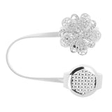 Maxbell 2-Piece Sparkling Flower Design Magnetic Curtain Tieback Buckle Drape Holdback Clip Holder Steel Wire, 33cm Silver