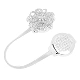 Maxbell 2-Piece Sparkling Flower Design Magnetic Curtain Tieback Buckle Drape Holdback Clip Holder Steel Wire, 33cm Silver