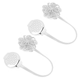 Maxbell 2-Piece Sparkling Flower Design Magnetic Curtain Tieback Buckle Drape Holdback Clip Holder Steel Wire, 33cm Silver