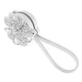 Maxbell 2-Piece Sparkling Flower Design Magnetic Curtain Tieback Buckle Drape Holdback Clip Holder Steel Wire, 33cm Silver