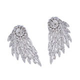 Maxbell 4 Pairs/pack Elegant Lady Women Earring Shiny Rhinestone Angel Wings Stud Double Sided Jewelry