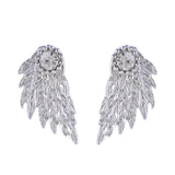 Maxbell 4 Pairs/pack Elegant Lady Women Earring Shiny Rhinestone Angel Wings Stud Double Sided Jewelry