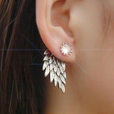 Maxbell 4 Pairs/pack Elegant Lady Women Earring Shiny Rhinestone Angel Wings Stud Double Sided Jewelry