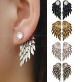 Maxbell 4 Pairs/pack Elegant Lady Women Earring Shiny Rhinestone Angel Wings Stud Double Sided Jewelry