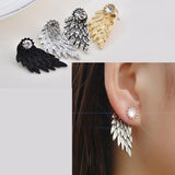 Maxbell 4 Pairs/pack Elegant Lady Women Earring Shiny Rhinestone Angel Wings Stud Double Sided Jewelry