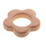 Maxbell 6pcs Baby Toys Wooden DIY Crafts Animal Shape Natural Wood Teething Rings