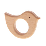 Maxbell 6pcs Baby Toys Wooden DIY Crafts Animal Shape Natural Wood Teething Rings