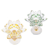 Maxbell Crystal Lotus Flower Candle Holder Tealight Holder Home Decor Yellow & Green