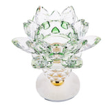 Maxbell Crystal Lotus Flower Candle Holder Tealight Holder Home Decor Yellow & Green